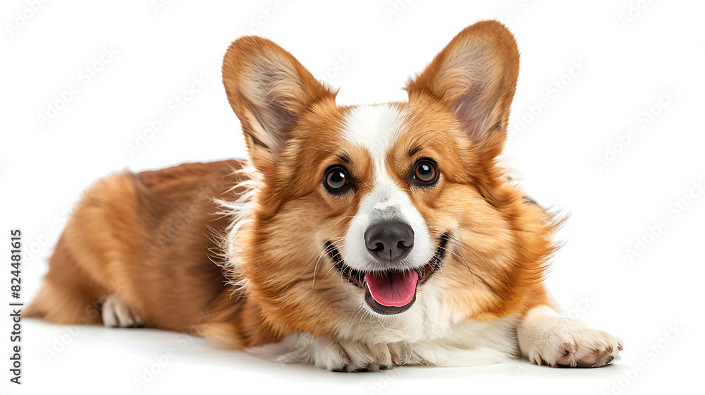 Welsh corgi, white background. Generative AI illustration Welsh corgi, white background. Generative AI illustration