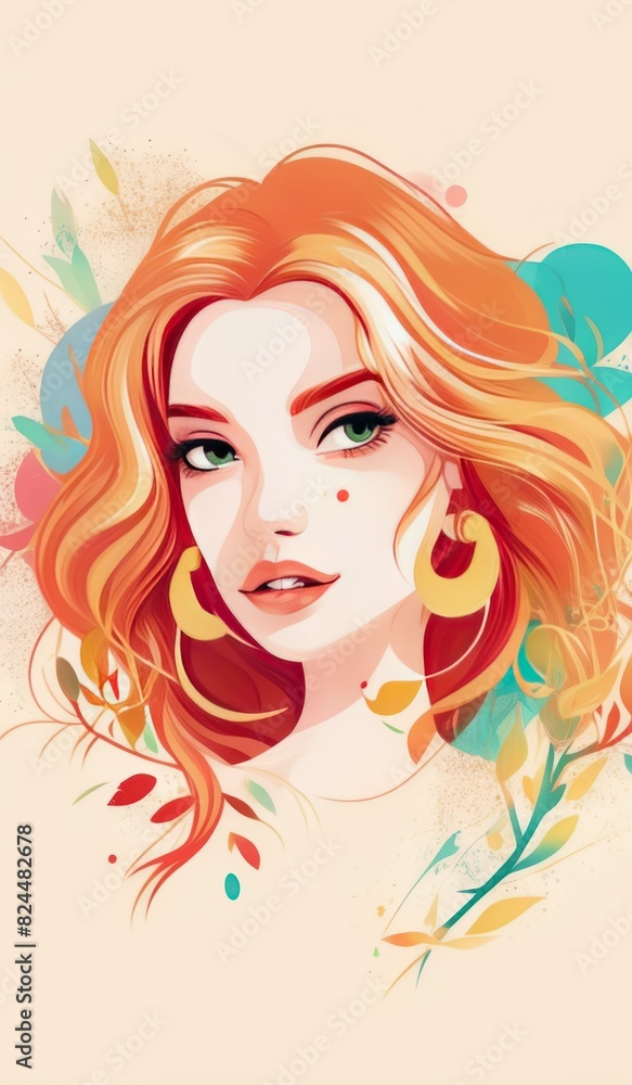 woman with hair background illustration woman with hair background illustration