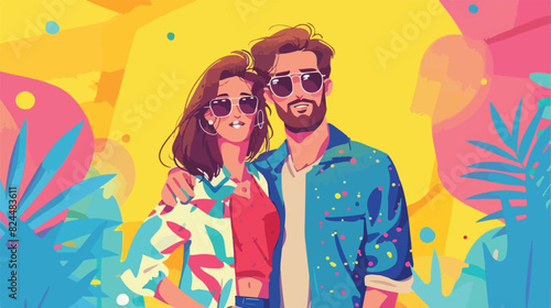 Portrait of adorable man and woman in trendy outfits