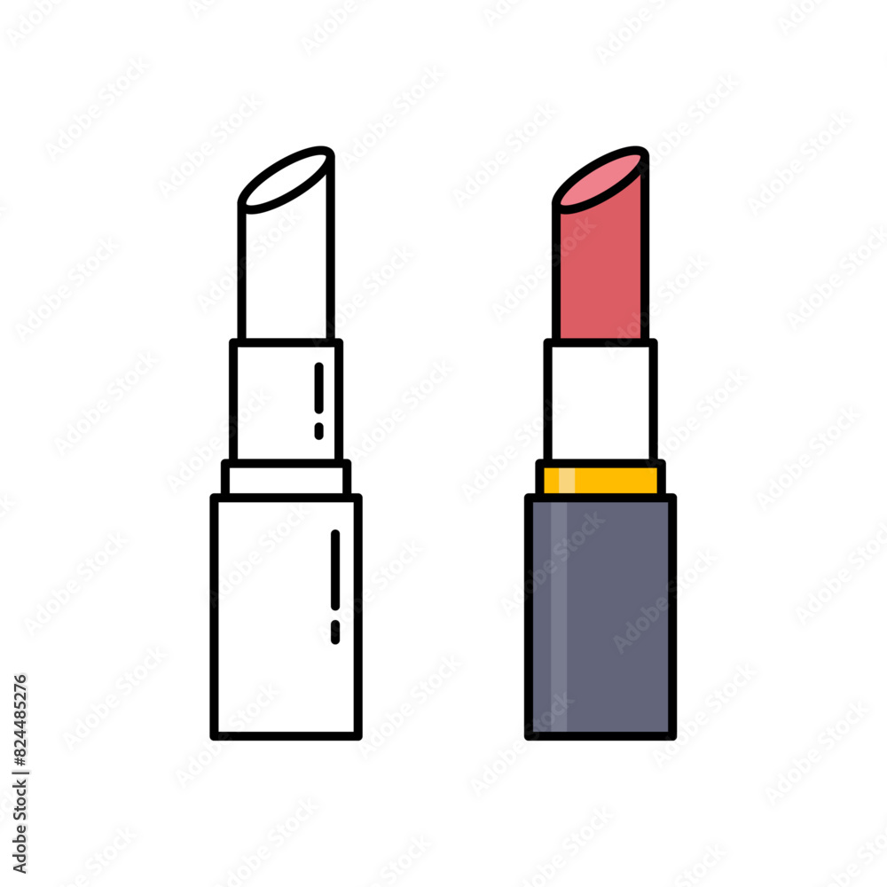 Vector Cartoon Lipstick Flat Illustration