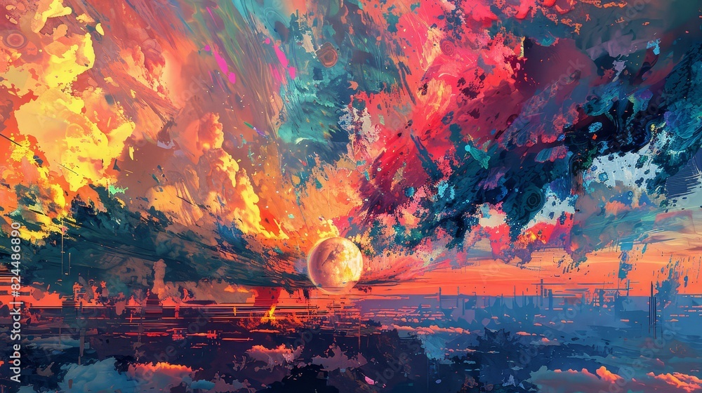 Artist crafts vibrant landscapes with bold brushwork. Artist crafts vibrant landscapes with bold brushwork.