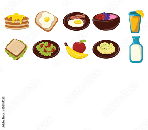 Healthy Breakfast Food Vector Set