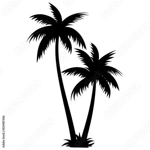 Palm trees silhouettes tropical summer. Palm tree icon.