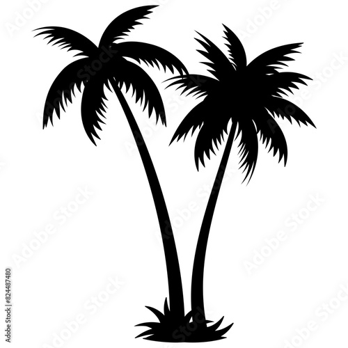 Palm trees silhouettes tropical summer. Palm tree icon.