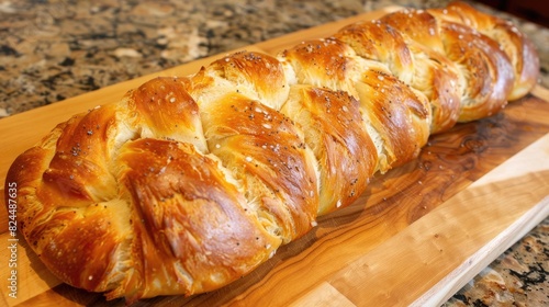 Homemade braided bread for the Jewish Sabbath photo