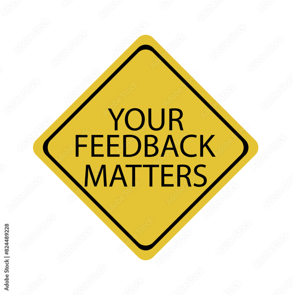 Three wooden blocks with the text YOUR FEEDBACK MATTERS on a bright yellow background. Copy space Three wooden blocks with the text YOUR FEEDBACK MATTERS on a bright yellow background. Copy space