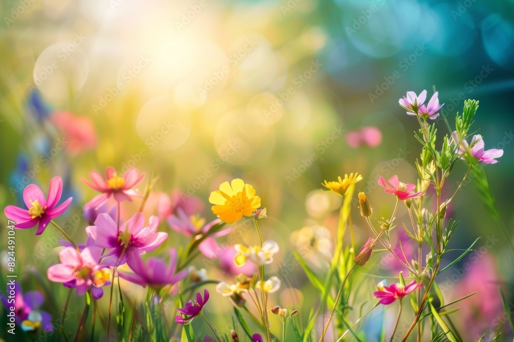 Vibrant Wildflowers Blooming in Sunlight