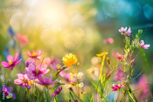 Vibrant Wildflowers Blooming in Sunlight