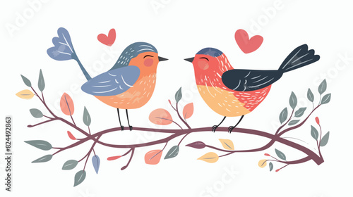 Romantic birds couple and Love is All You Need letter