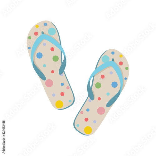 Beach slates. Colored beach flip-flops. Summer beach shoes. Light shoes. Vector illustration isolated on a white background