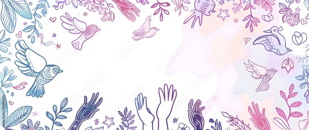 Minimalist Doodle Border Design with Supportive Imagery for World Cancer Day Background Minimalist Doodle Border Design with Supportive Imagery for World Cancer Day Background