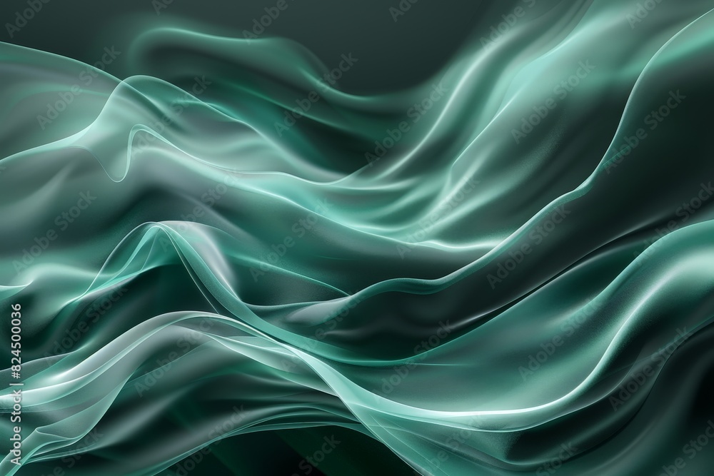 Flowing emerald waves of fabric Flowing emerald waves of fabric