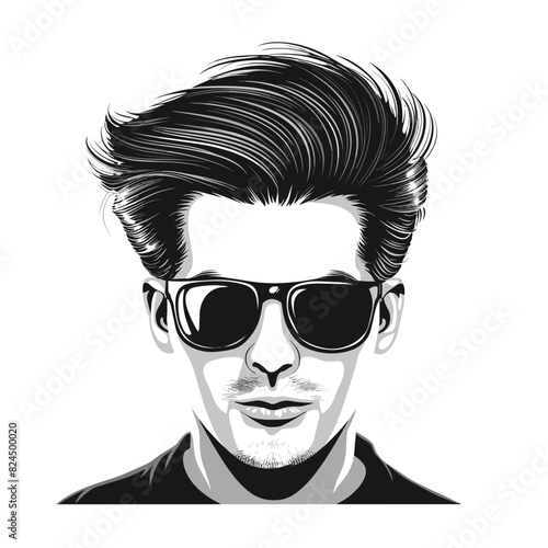 Stylish Men's Hairstyle Vector Illustration