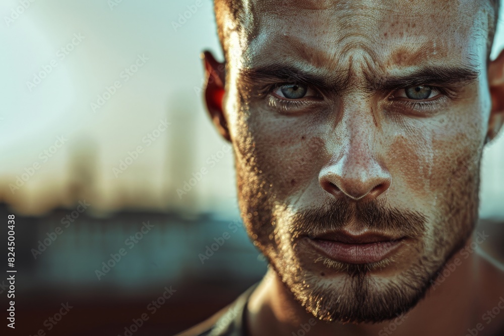 intense gaze of a rugged man intense gaze of a rugged man