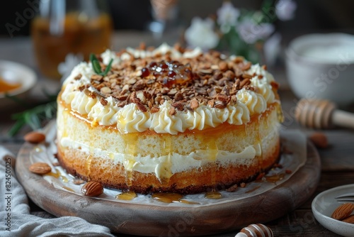 Bienenstich - Bee sting cake with a honey-almond topping and creamy filling. 