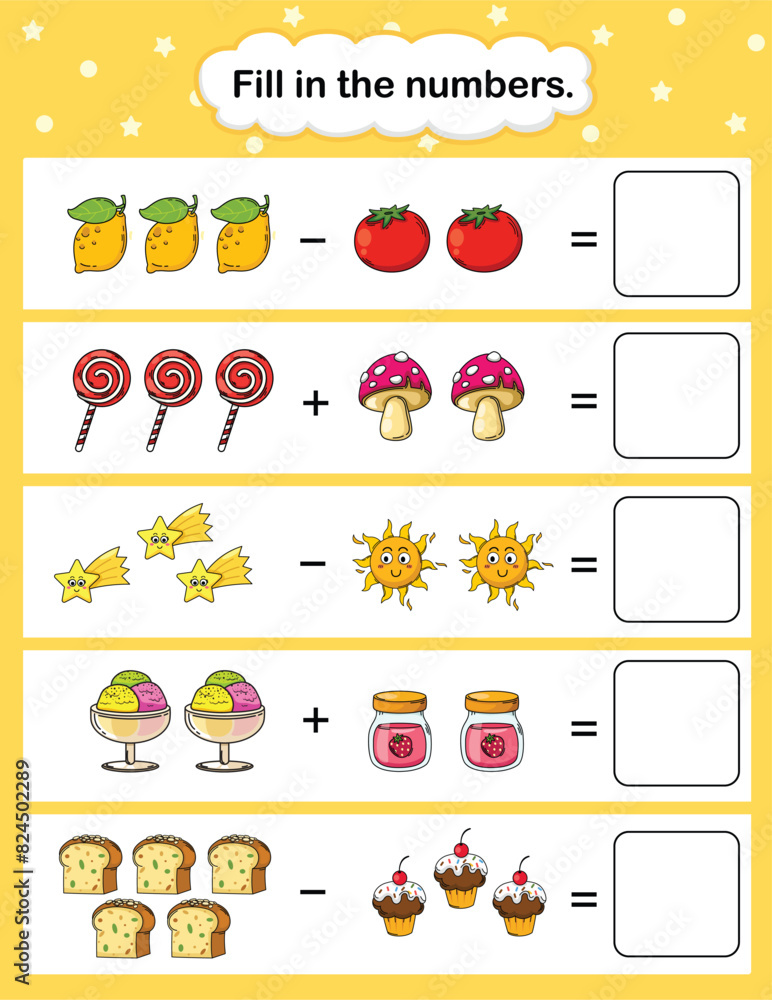 fill in the number education worksheet for kids illustration vector fill in the number education worksheet for kids illustration vector