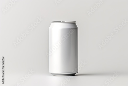 Aluminium can mockup. Blank metallic soda can. Isolated on white background. 3d render.