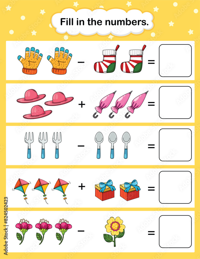 fill in the number education worksheet for kids illustration vector fill in the number education worksheet for kids illustration vector
