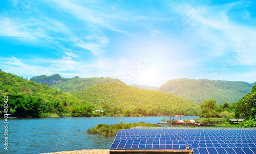 Solar powered solar cells are located in the middle of nature.