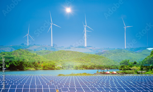 Solar powered solar cells are located in the middle of nature.