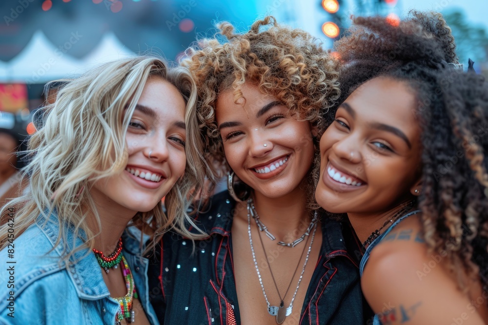 Three young women taking selfies Three young women taking selfies