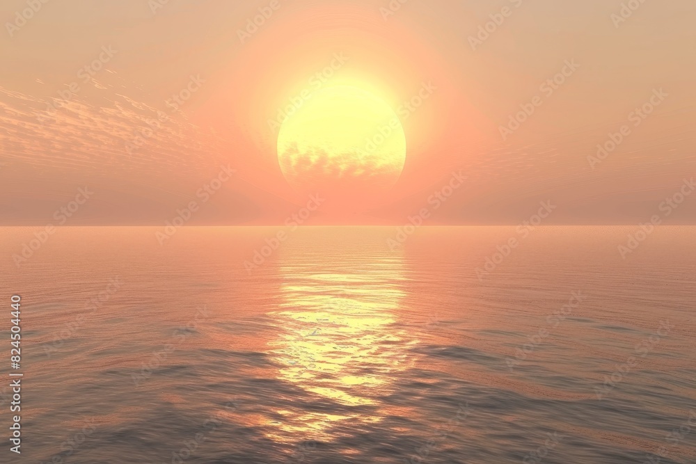 Tranquil Sunrise Over Ocean Signifying Fresh Start and Optimism. Tranquil Sunrise Over Ocean Signifying Fresh Start and Optimism.
