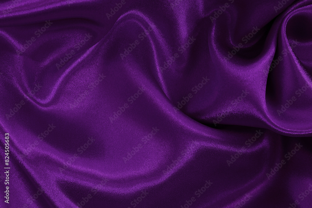 Fototapeta premium Purple fabric cloth texture for background and design art work, beautiful crumpled pattern of silk or linen.