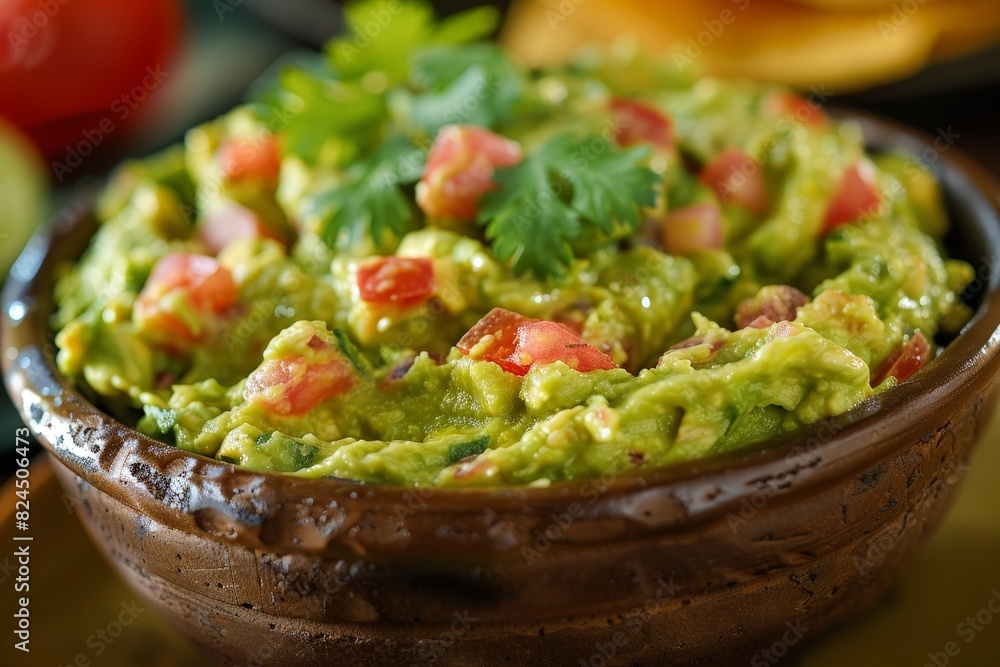 Delicious homemade guacamole in a rustic bowl Delicious homemade guacamole in a rustic bowl
