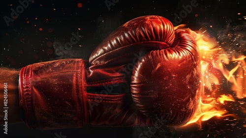 Fiery boxing gloves with sparks