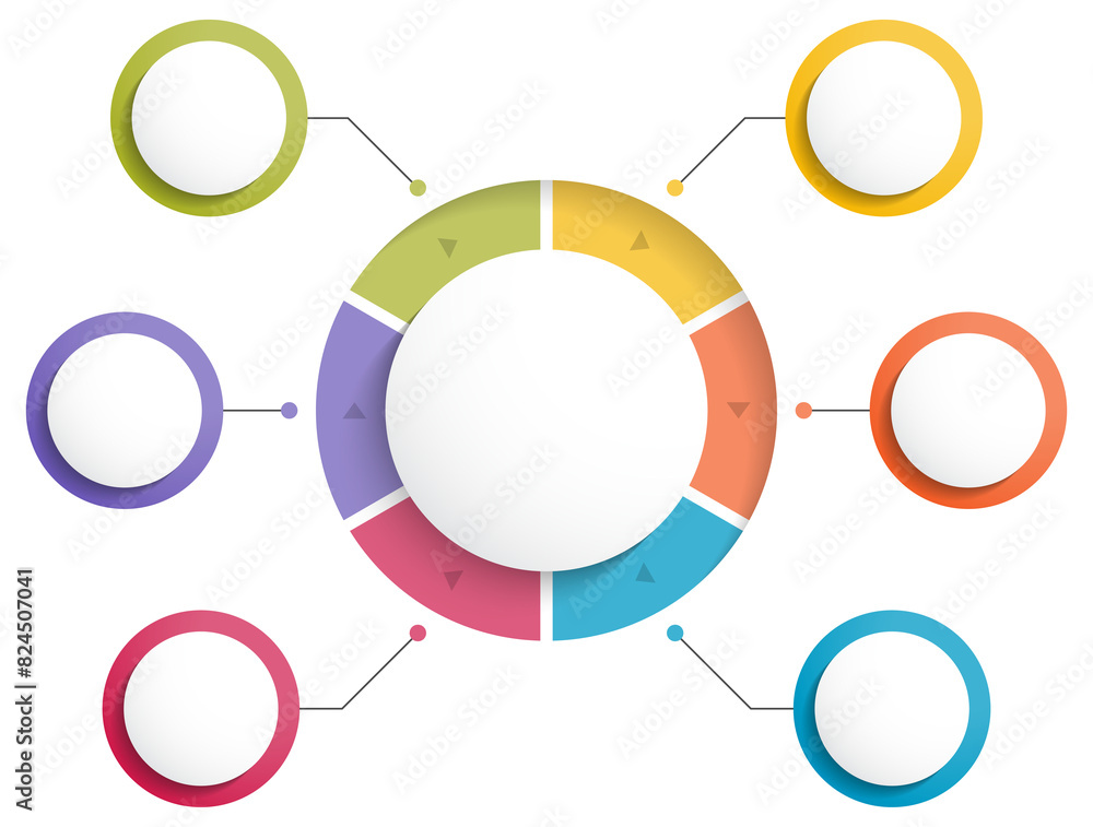 Circle infographic template with six steps or options Circle infographic template with six steps or options