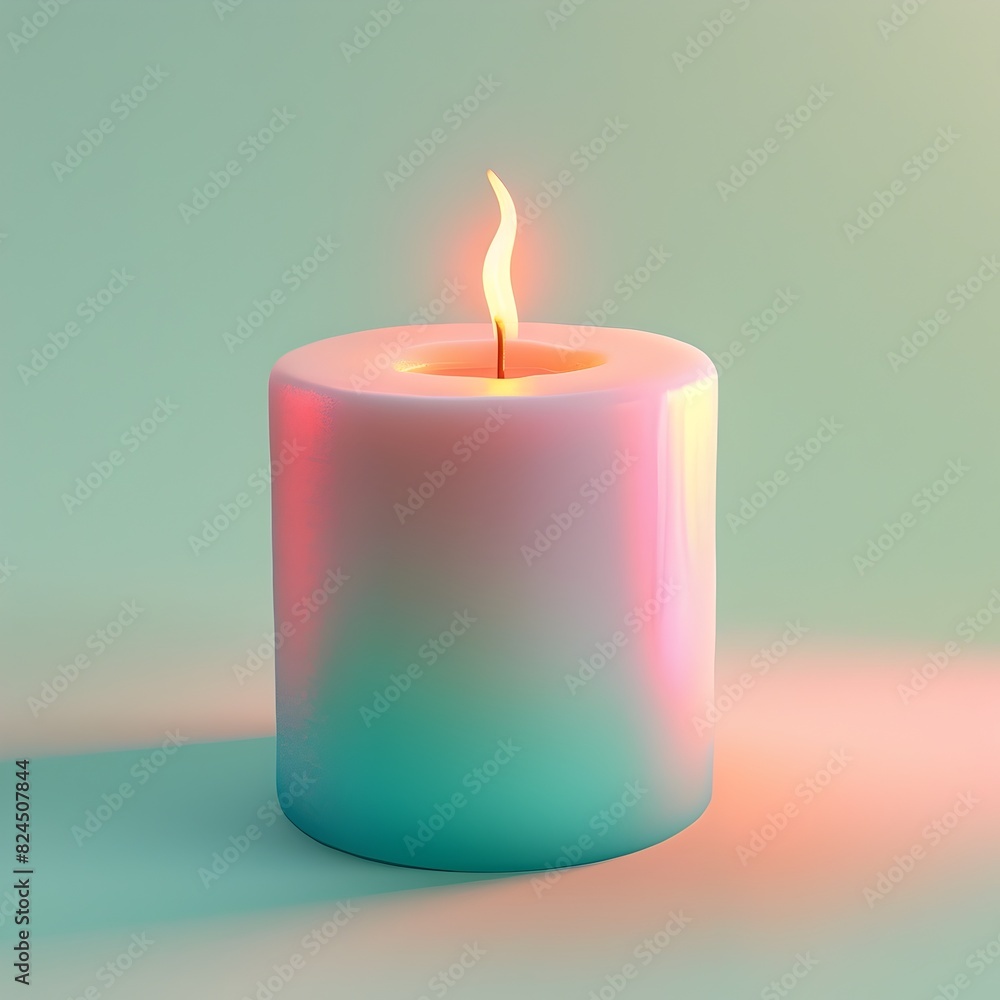 Glowing Gradient Candle in Soft Minimalist Digital Artwork Glowing Gradient Candle in Soft Minimalist Digital Artwork