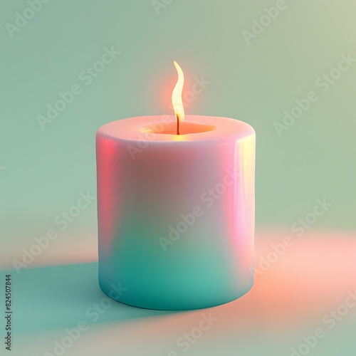 Glowing Gradient Candle in Soft Minimalist Digital Artwork