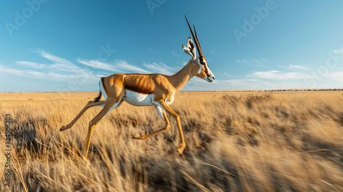 an animal running in a field photo