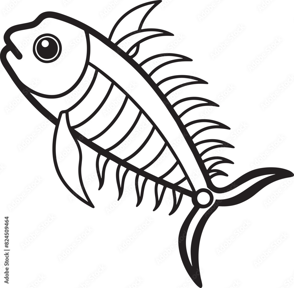 illustration of a fish bones silhouette black and white illustration of a fish bones silhouette black and white