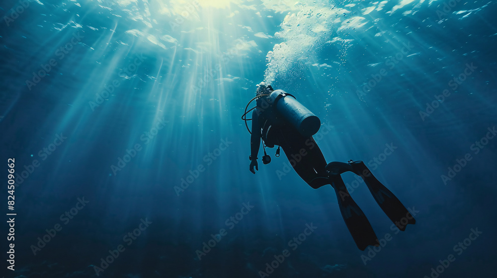 a scuba diver under water a scuba diver under water