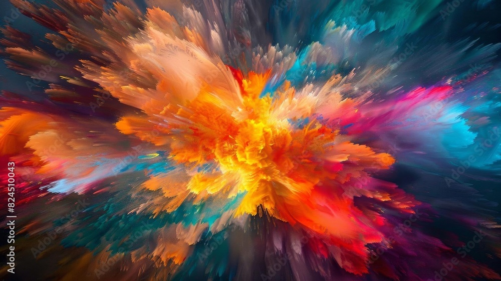 A burst of colors against a dark background, symbolizing creativity or innovation A burst of colors against a dark background, symbolizing creativity or innovation