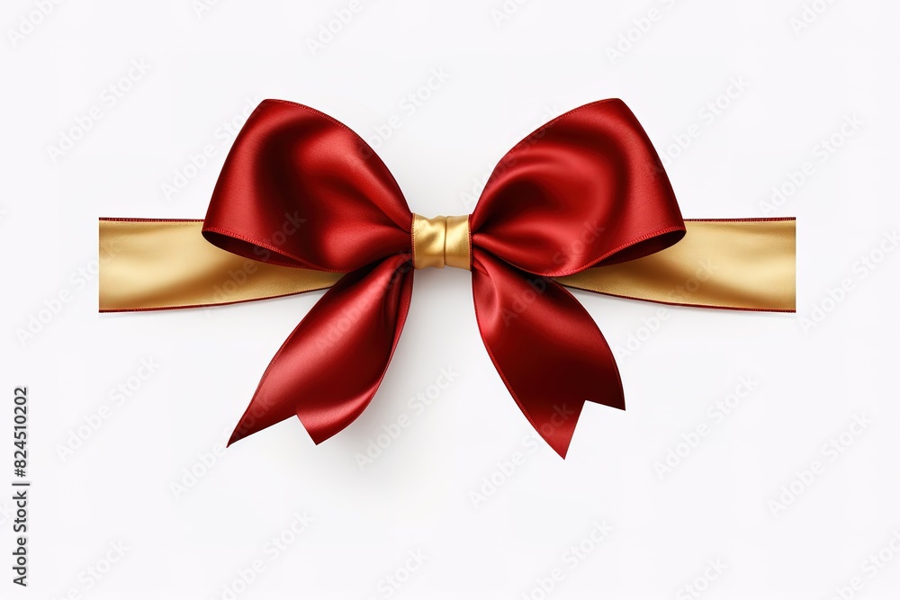 Shiny red satin ribbon bow on white background. studio shot Shiny red satin ribbon bow on white background. studio shot