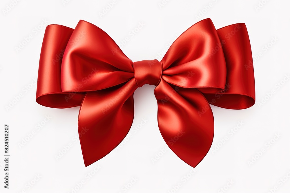 Naklejka premium Shiny red satin ribbon bow on white background. studio shot
