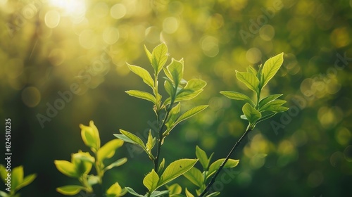 Vibrant green leaves in the sunlight