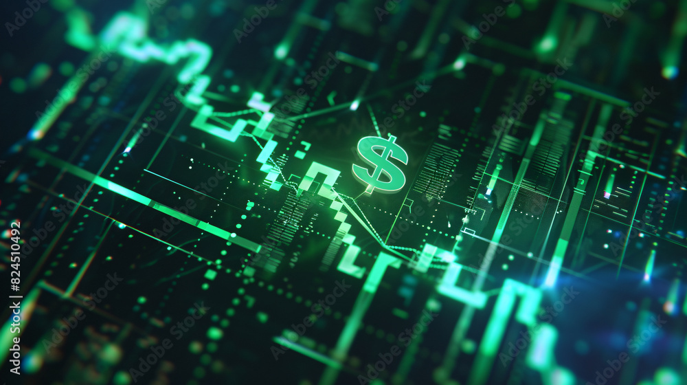a green graph with a dollar sign a green graph with a dollar sign