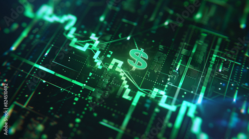 Wallpaper Mural a green graph with a dollar sign Torontodigital.ca