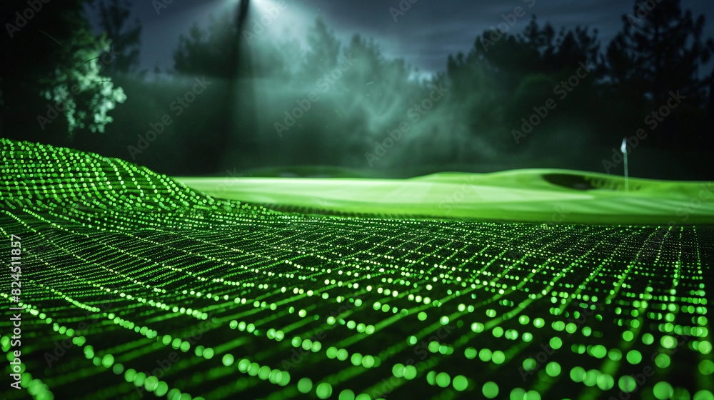 a green lights on a field a green lights on a field