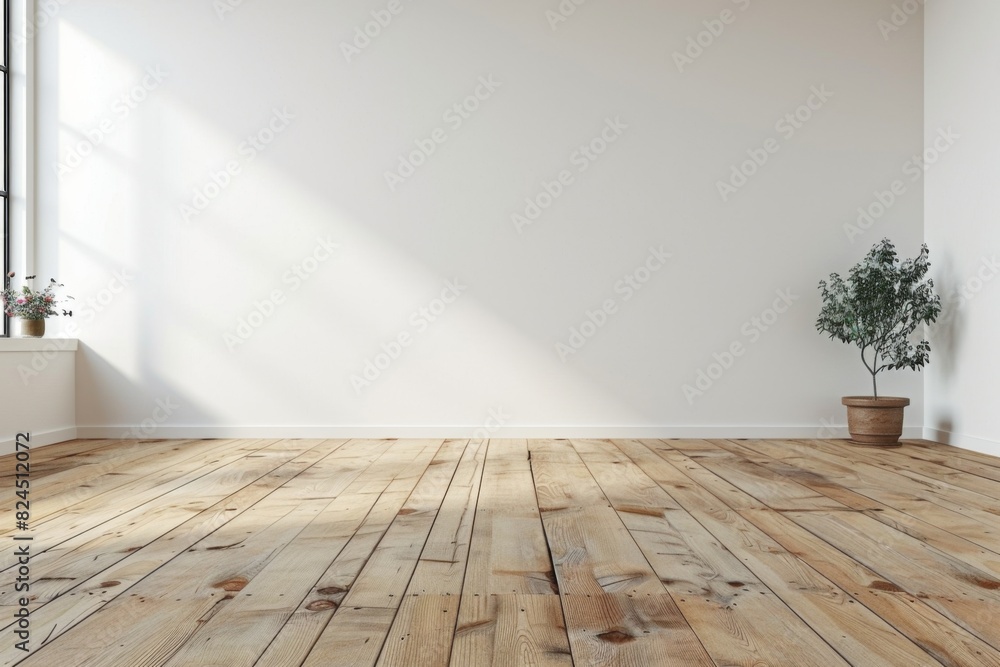 Empty bedroom interior background wooden floor created with Generative AI Empty bedroom interior background wooden floor created with Generative AI