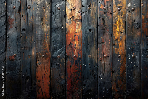 Wood wall background, with burnt wood planks. Created with Ai