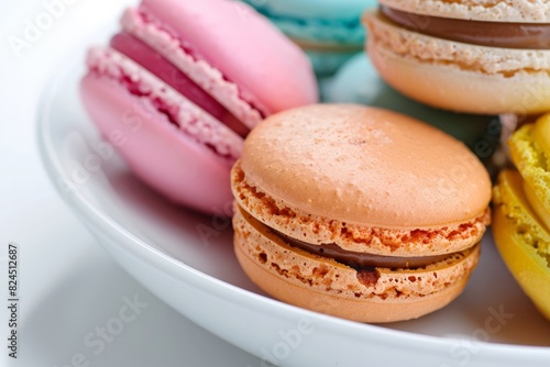Delicious french macarons on a plate