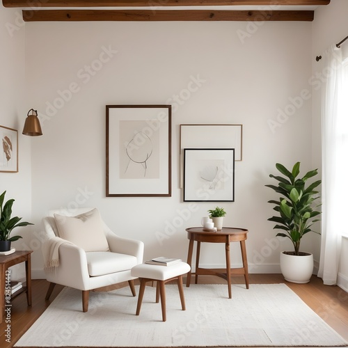 Frame mockup  ISO A paper size. Living room wall poster mockup. Living Room. Interior mockup with house background. Modern interior design. 3D render