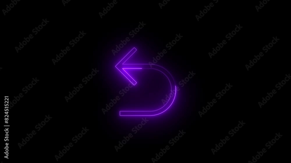 Neon rev toggle key icon purple glowing black background animation Neon rev toggle key icon purple glowing black background animation