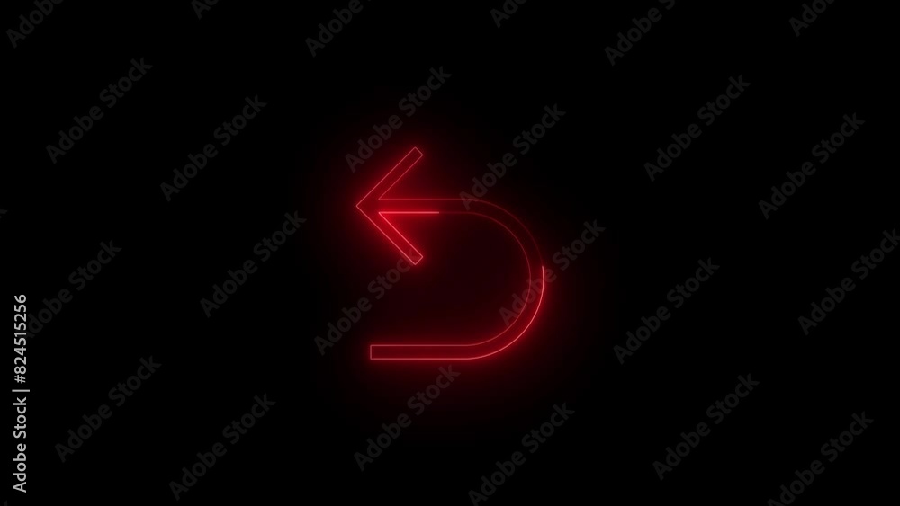 Neon rev toggle key icon red glowing black background animation Neon rev toggle key icon red glowing black background animation