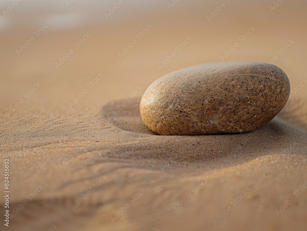 Smooth stone on sandy beach Smooth stone on sandy beach