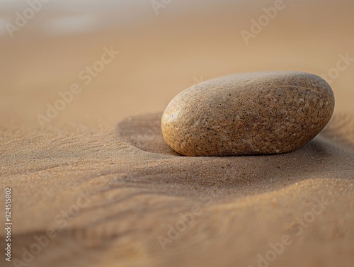 Smooth stone on sandy beach